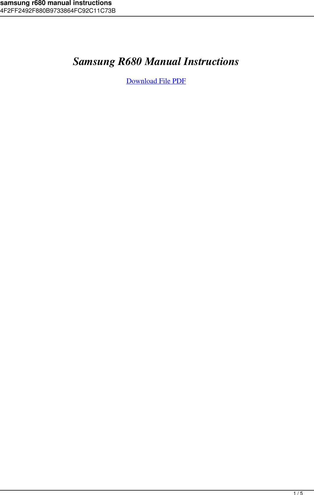 Page 1 of 5 - Samsung R680 Manual Instructions