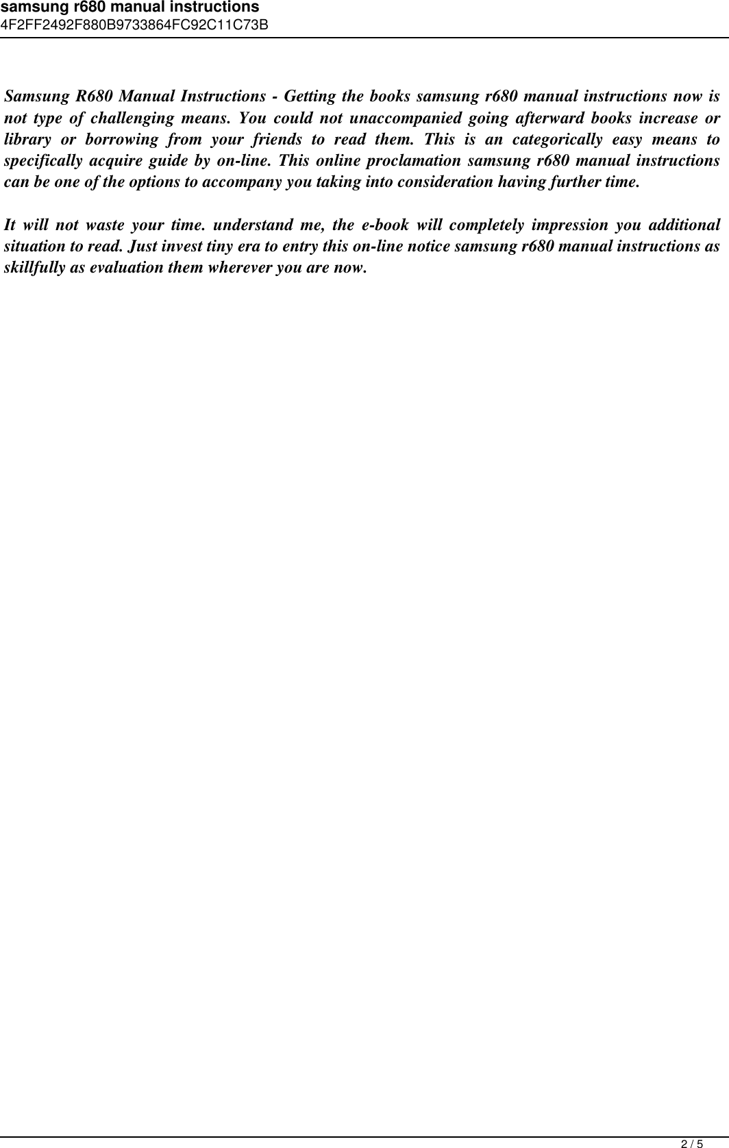 Page 2 of 5 - Samsung R680 Manual Instructions