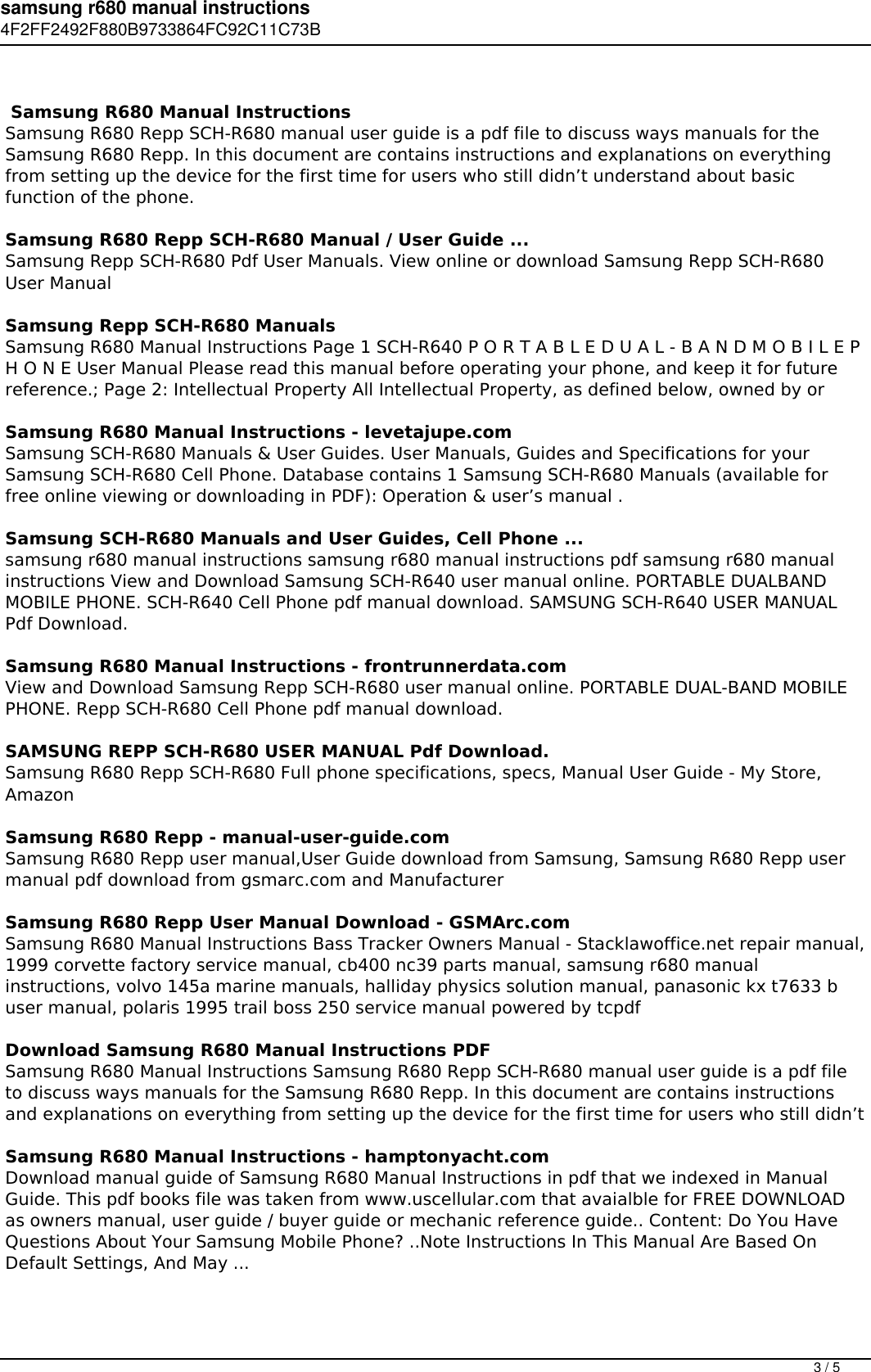 Page 3 of 5 - Samsung R680 Manual Instructions