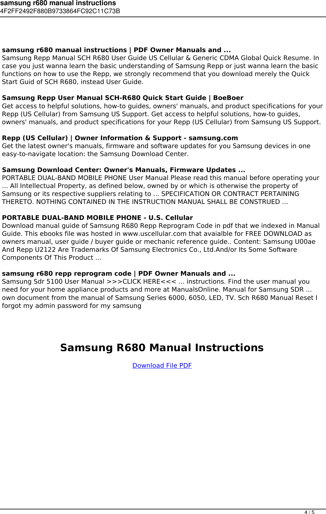 Page 4 of 5 - Samsung R680 Manual Instructions