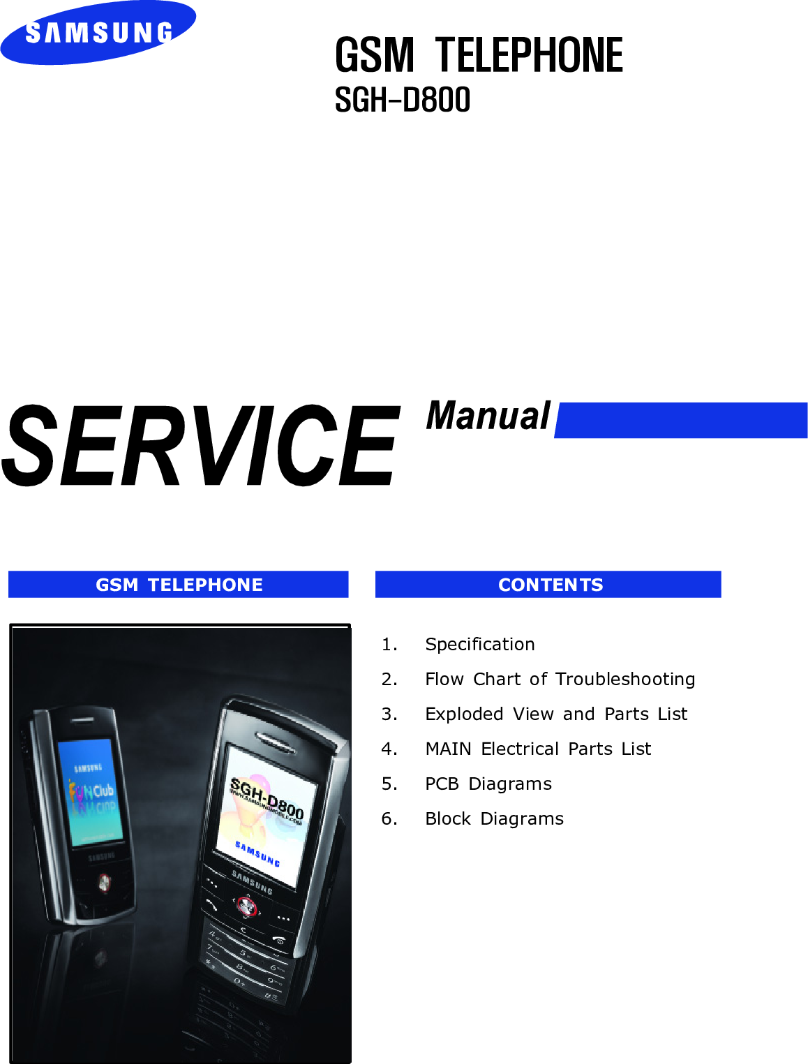 Samsung SGH D800 Service Manual. Www.s Manual R1.0