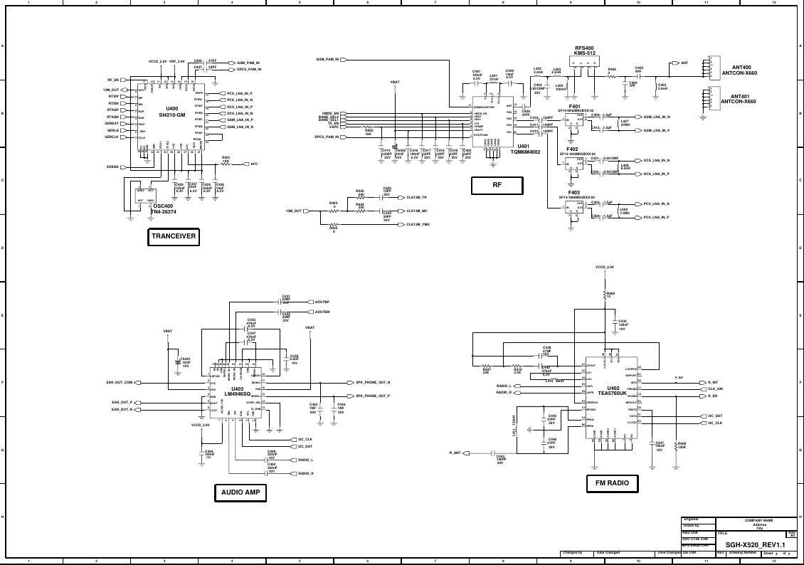 Page 4 of 7 - Samsung SGH-X520 - Schematics. Www.s-manuals.com. Schematics