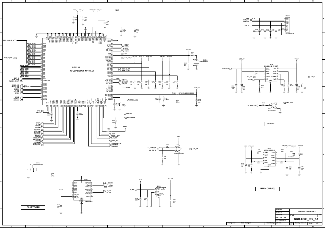 Page 1 of 10 - Samsung SGH-X830 - Schematics. Www.s-manuals.com. Rev2.1 Schematics