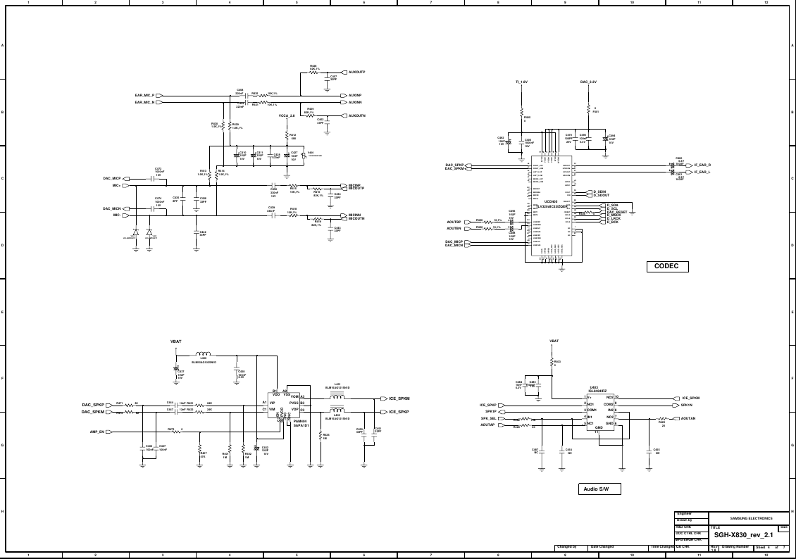 Page 4 of 10 - Samsung SGH-X830 - Schematics. Www.s-manuals.com. Rev2.1 Schematics