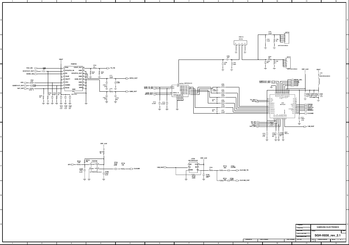 Page 7 of 10 - Samsung SGH-X830 - Schematics. Www.s-manuals.com. Rev2.1 Schematics