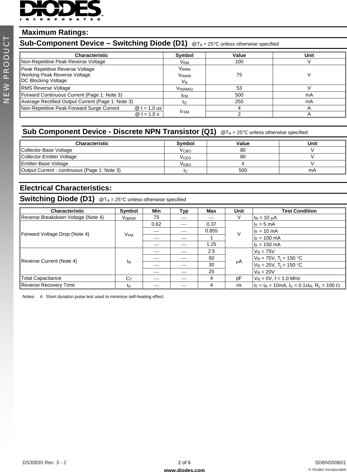 Page 2 of 7 - SDBN500B01 - Datasheet. Www.s-manuals.com. R3-2 Diodes