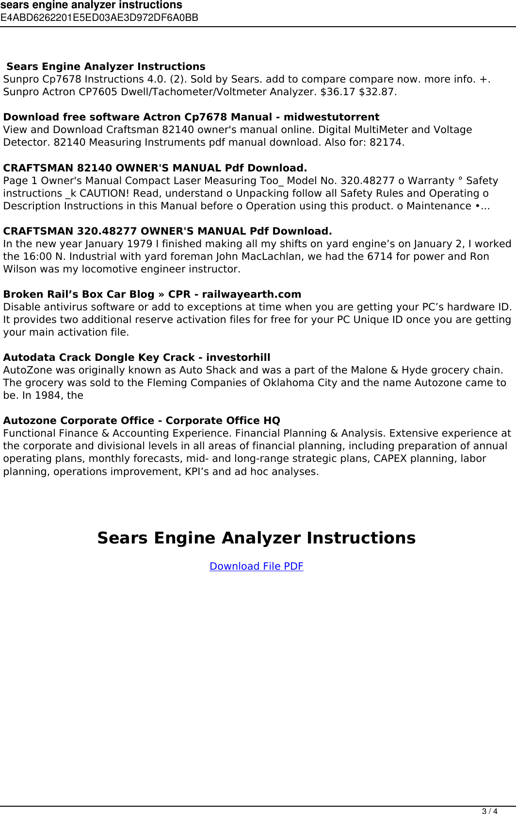 Page 3 of 4 - Sears Engine Analyzer Instructions