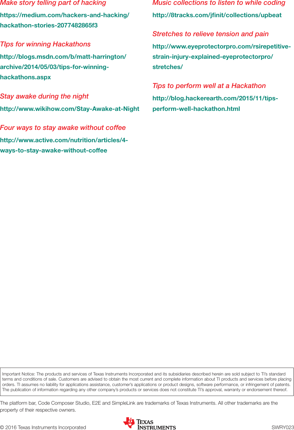 Page 10 of 11 - A Guide To SensorTag Hackathons: Resources