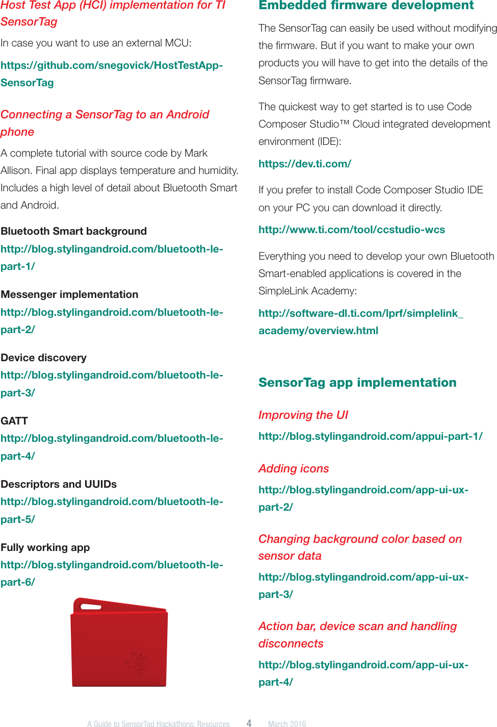 Page 4 of 11 - A Guide To SensorTag Hackathons: Resources