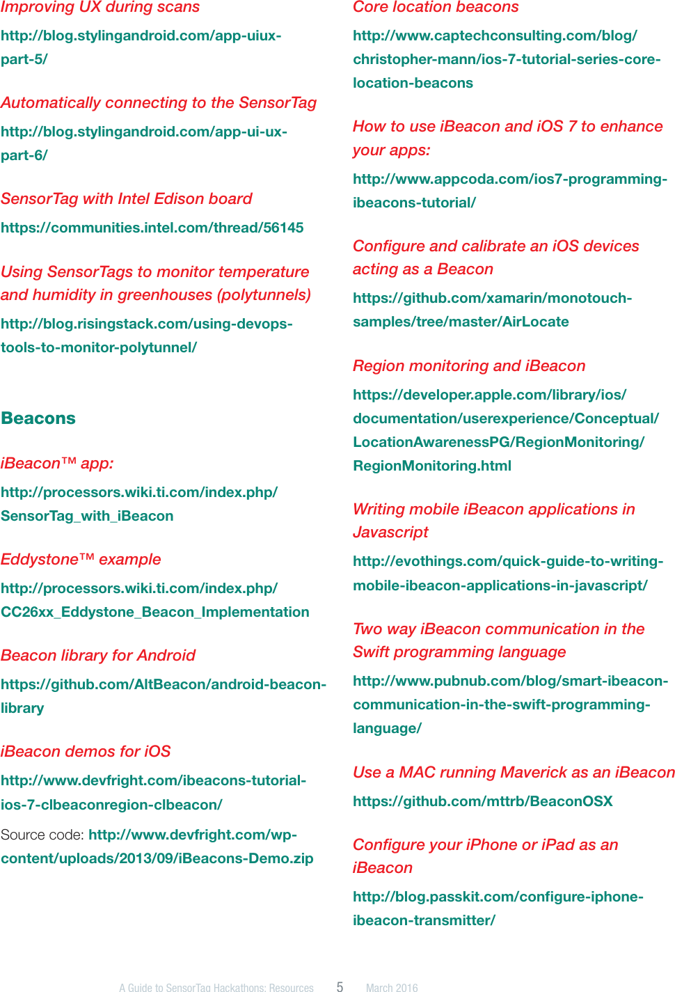 Page 5 of 11 - A Guide To SensorTag Hackathons: Resources