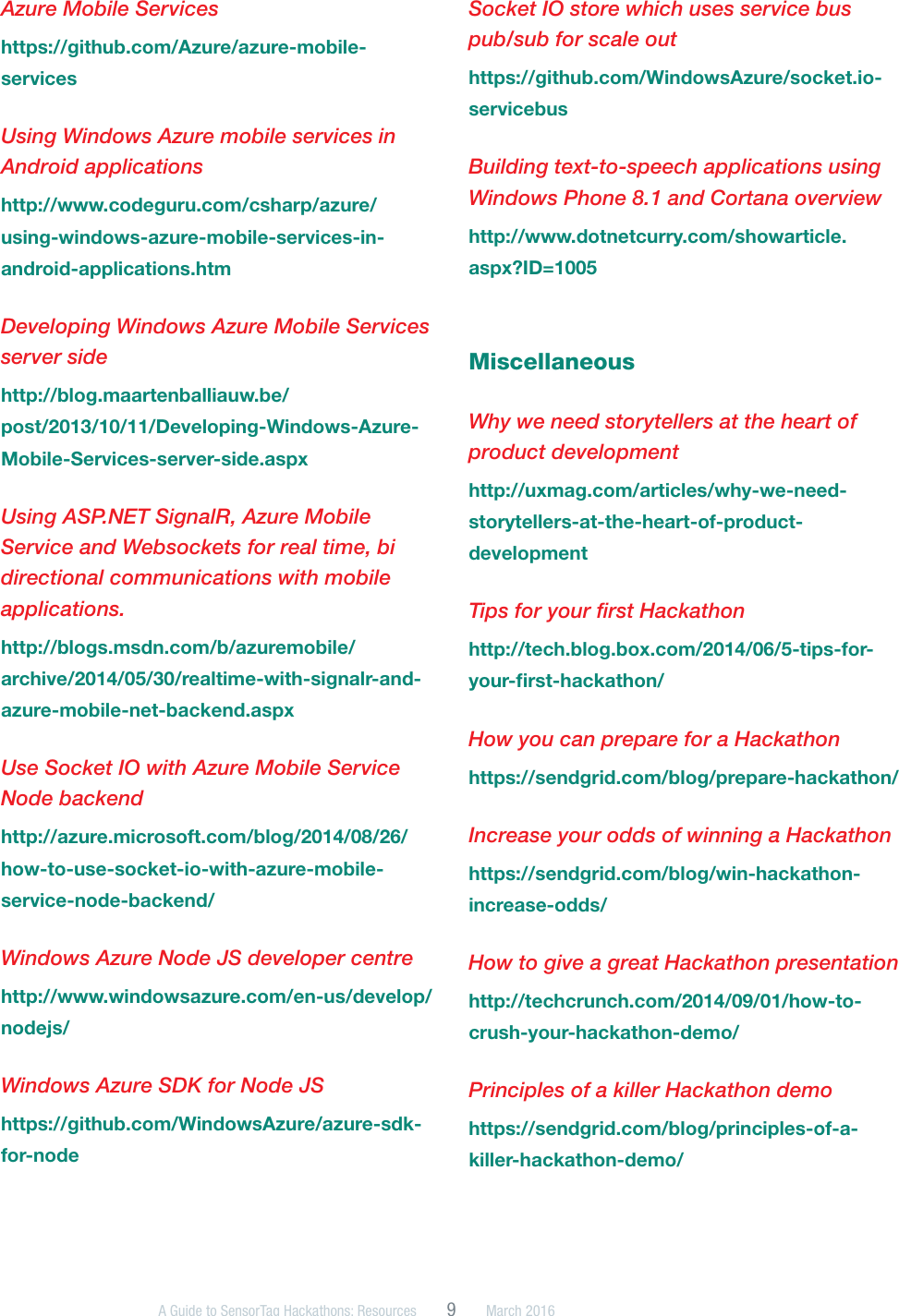 Page 9 of 11 - A Guide To SensorTag Hackathons: Resources