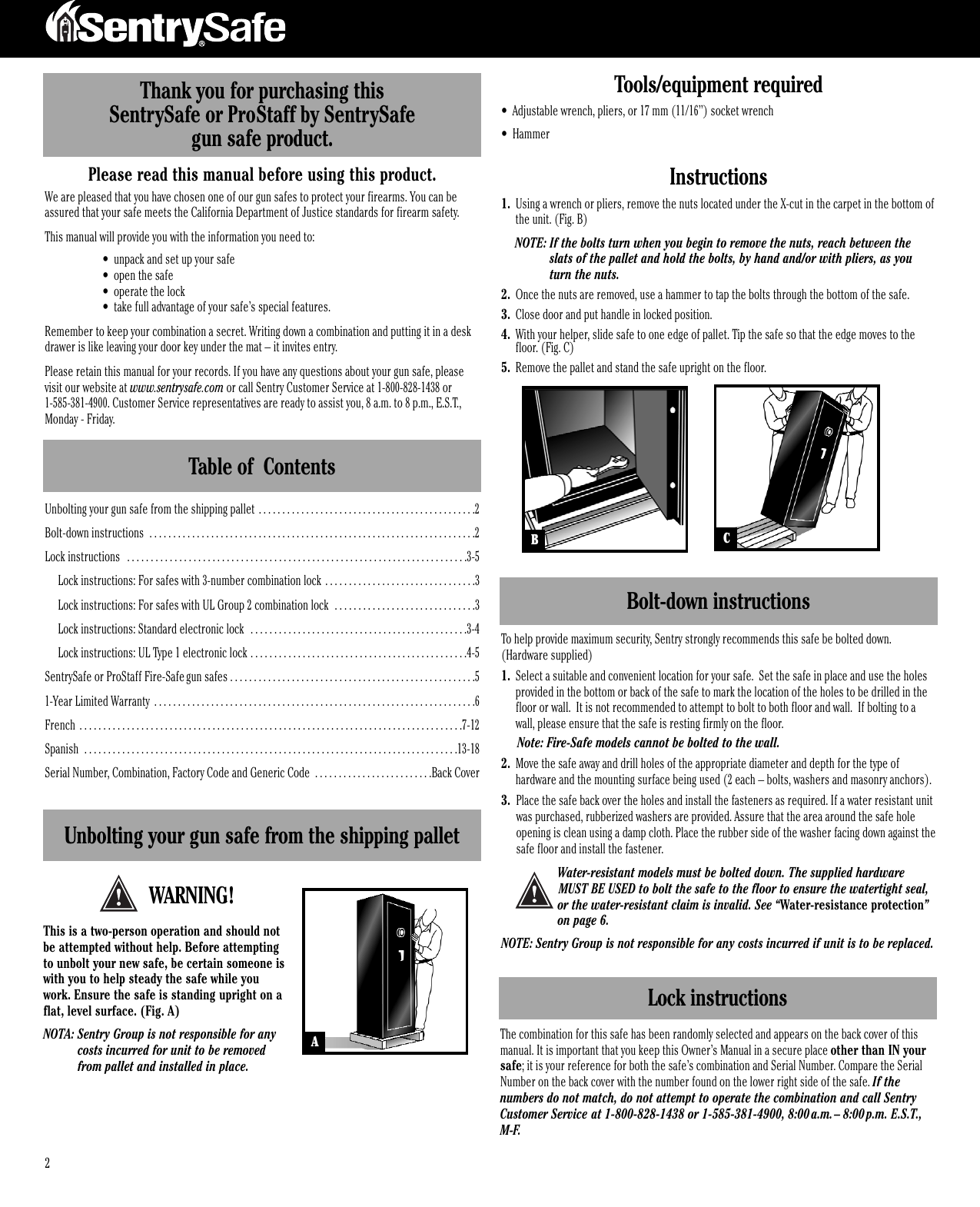 Page 1 of 6 - 077-4700 M01 Gun Exec OM Sentry-g5243-manual