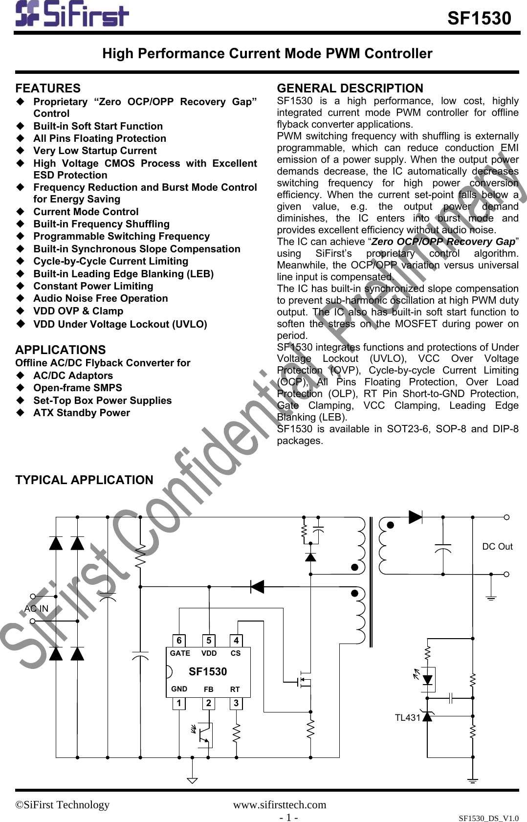 Page 1 of 12 - SF1530 - Datasheet. Www.s-manuals.com. Sifirst