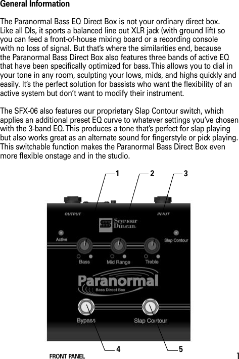 Page 2 of 9 - Seymour Duncan SFX-06 Paranormal Bass Direct Box User Manual