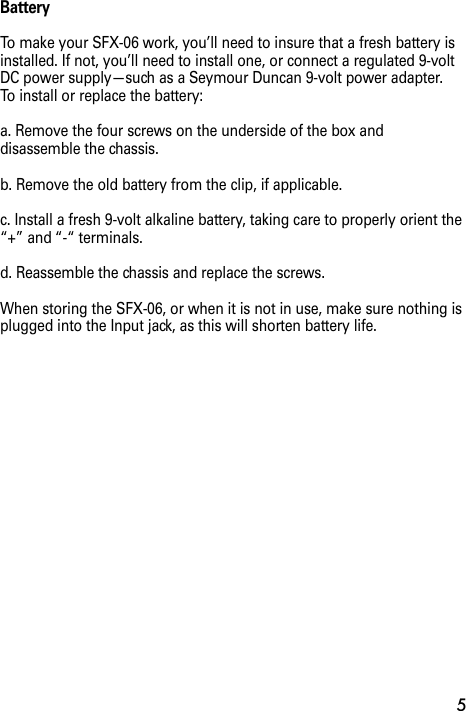 Page 6 of 9 - Seymour Duncan SFX-06 Paranormal Bass Direct Box User Manual