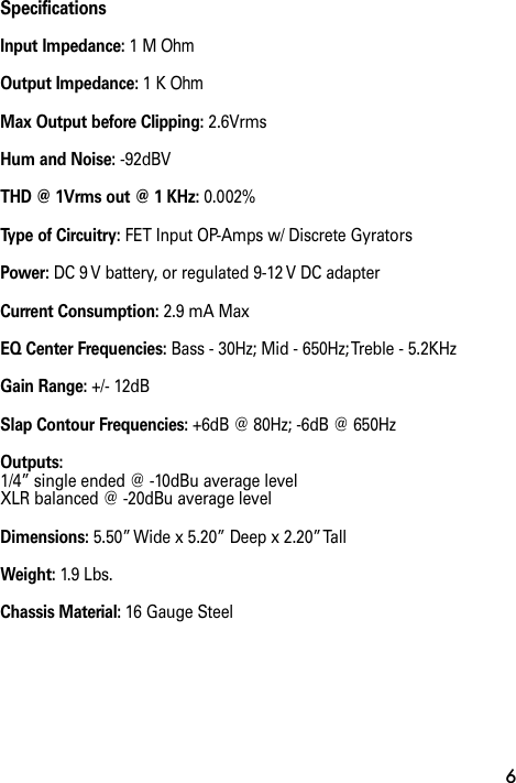 Page 8 of 9 - Seymour Duncan SFX-06 Paranormal Bass Direct Box User Manual