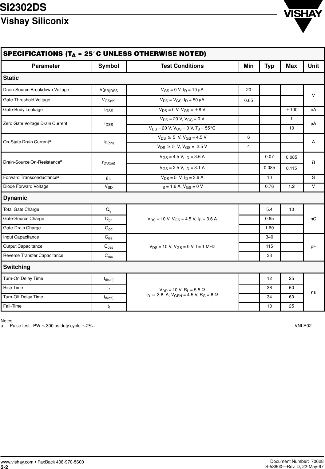 Si2302DS Datasheet. Www.s manuals.com. Vishay