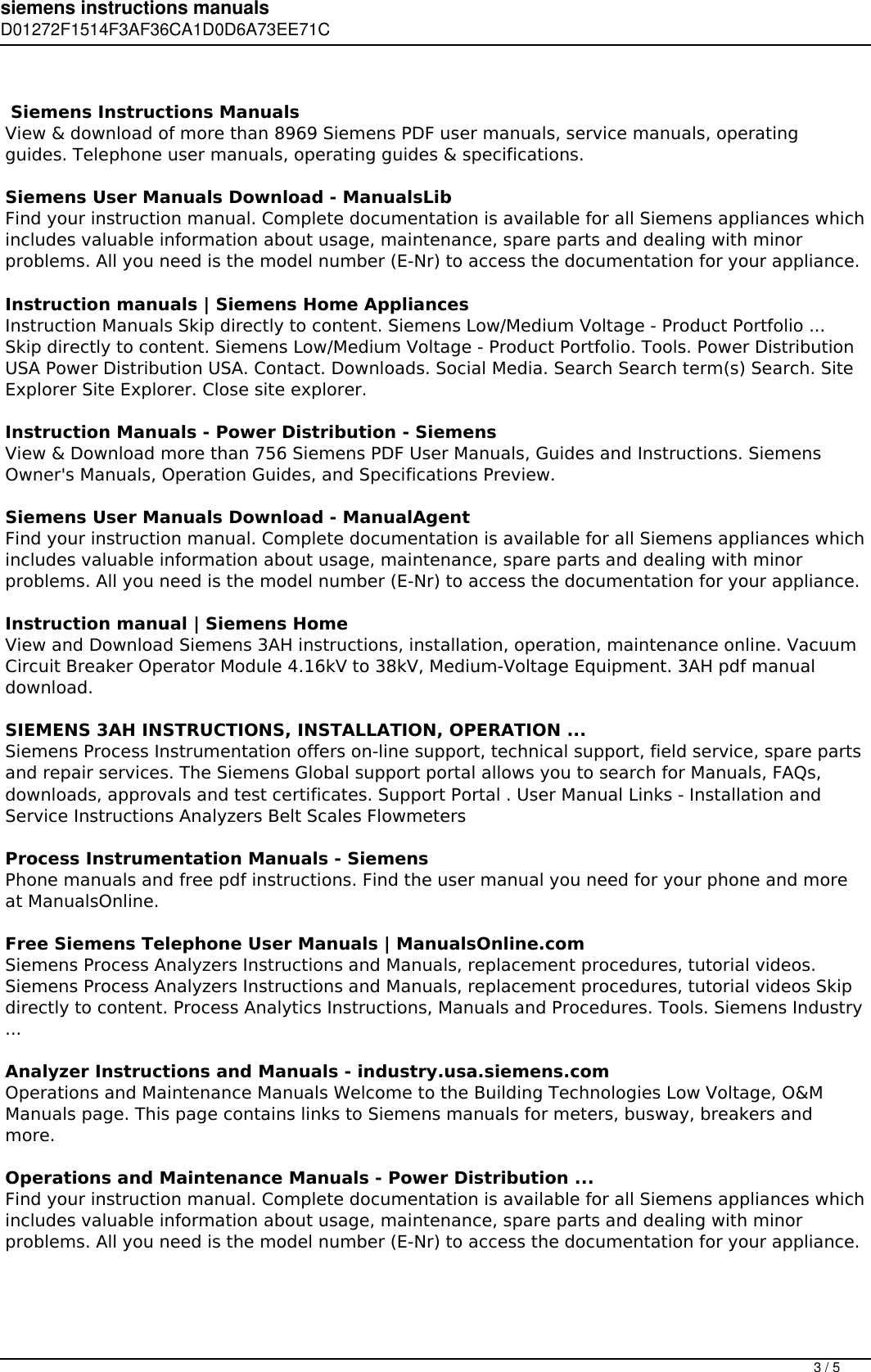 Page 3 of 5 - Siemens Instructions Manuals