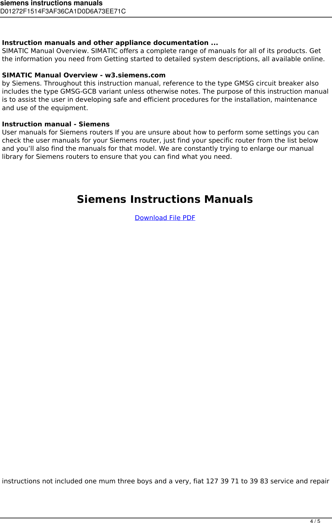 Page 4 of 5 - Siemens Instructions Manuals