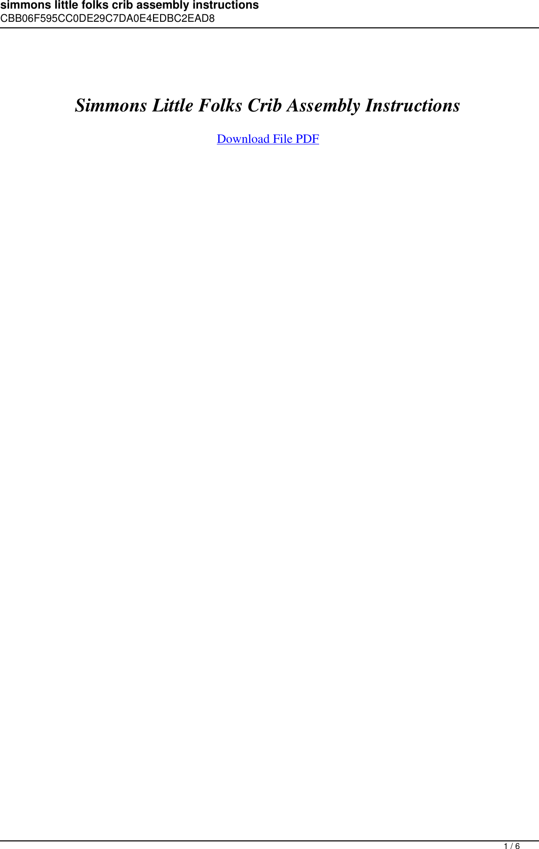 Simmons Little Folks Crib Assembly Instructions