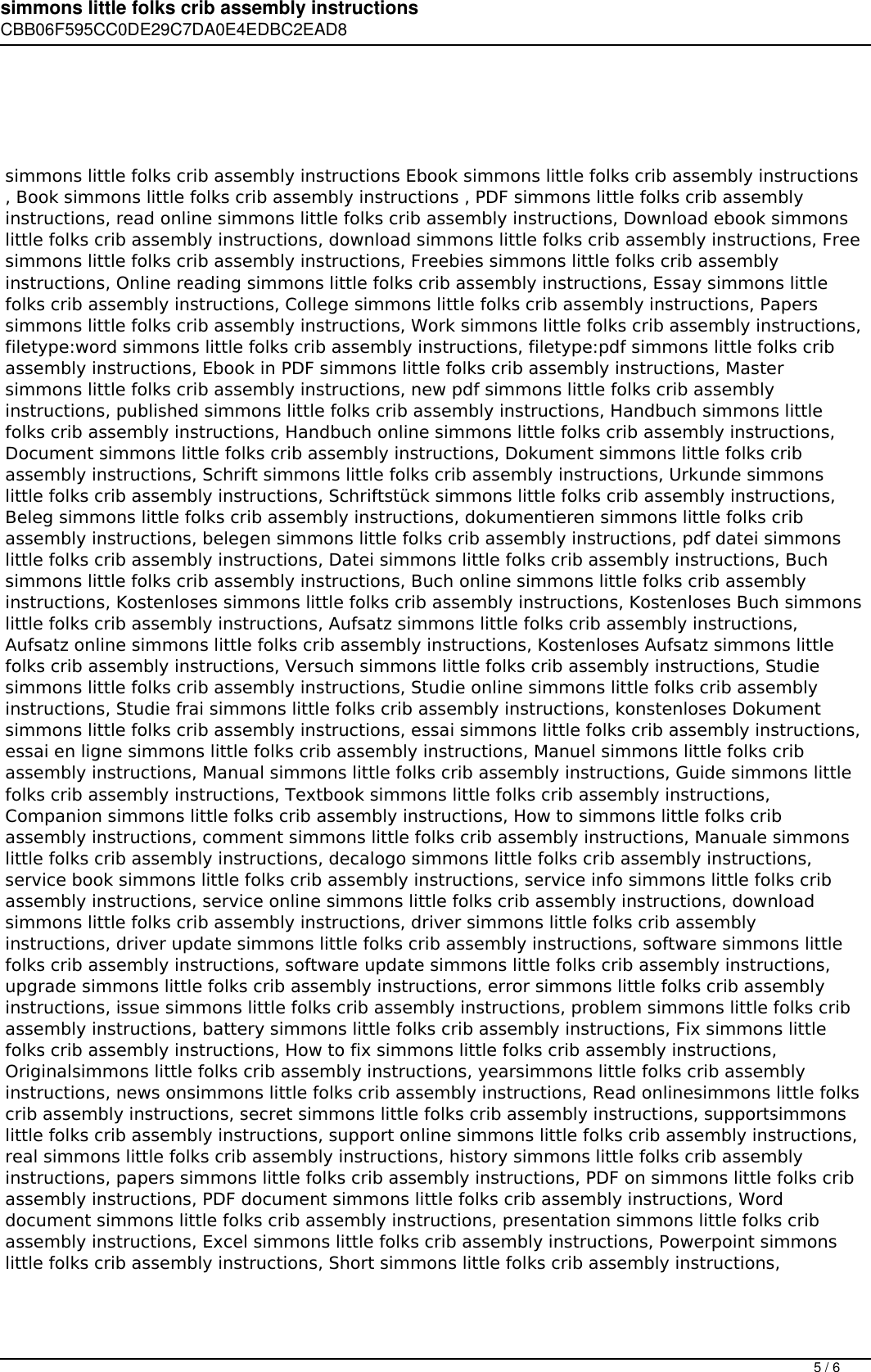 Simmons Little Folks Crib Assembly Instructions