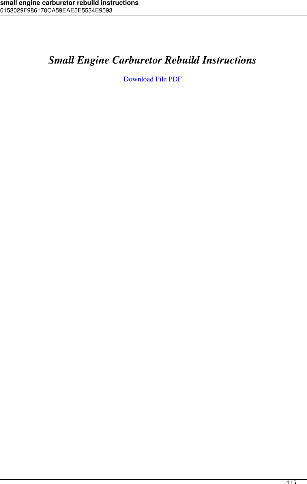 Page 1 of 5 - Small Engine Carburetor Rebuild Instructions