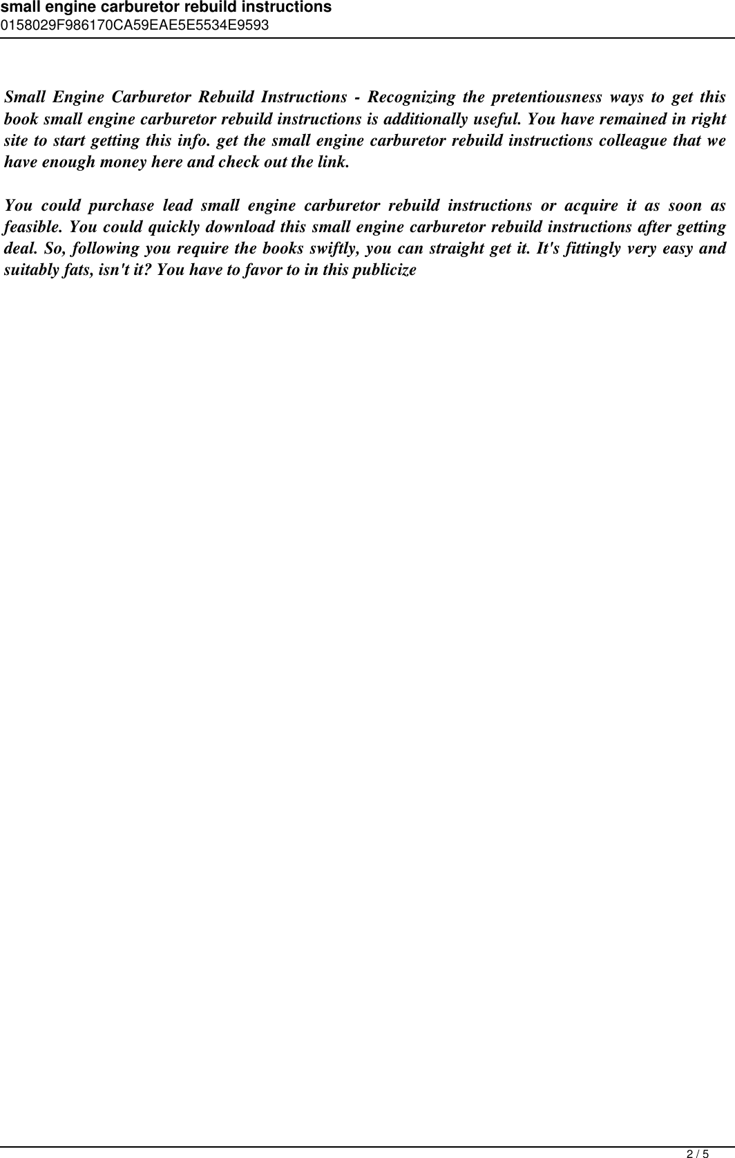 Page 2 of 5 - Small Engine Carburetor Rebuild Instructions