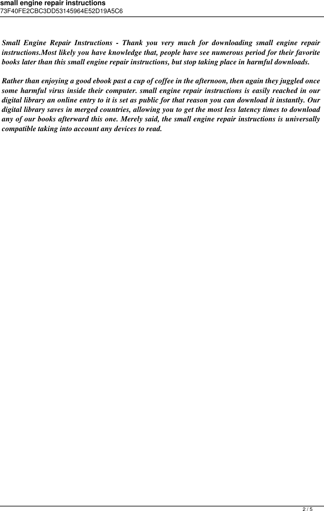 Page 2 of 5 - Small Engine Repair Instructions