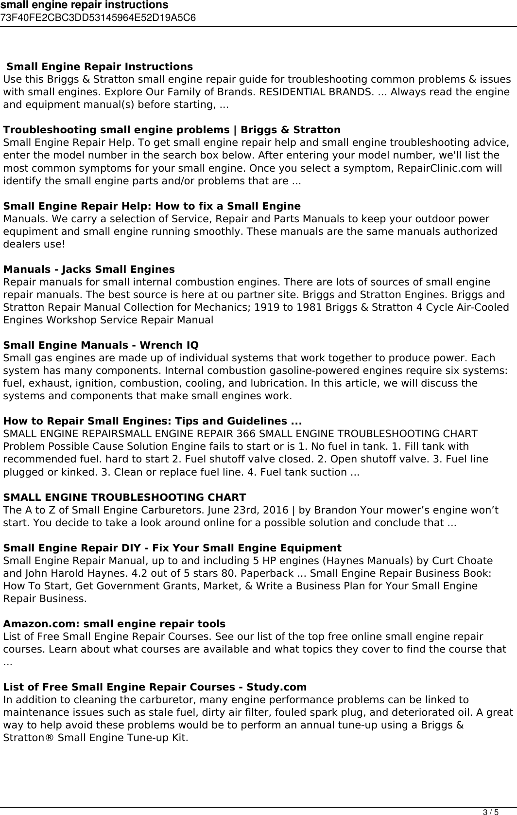 Page 3 of 5 - Small Engine Repair Instructions