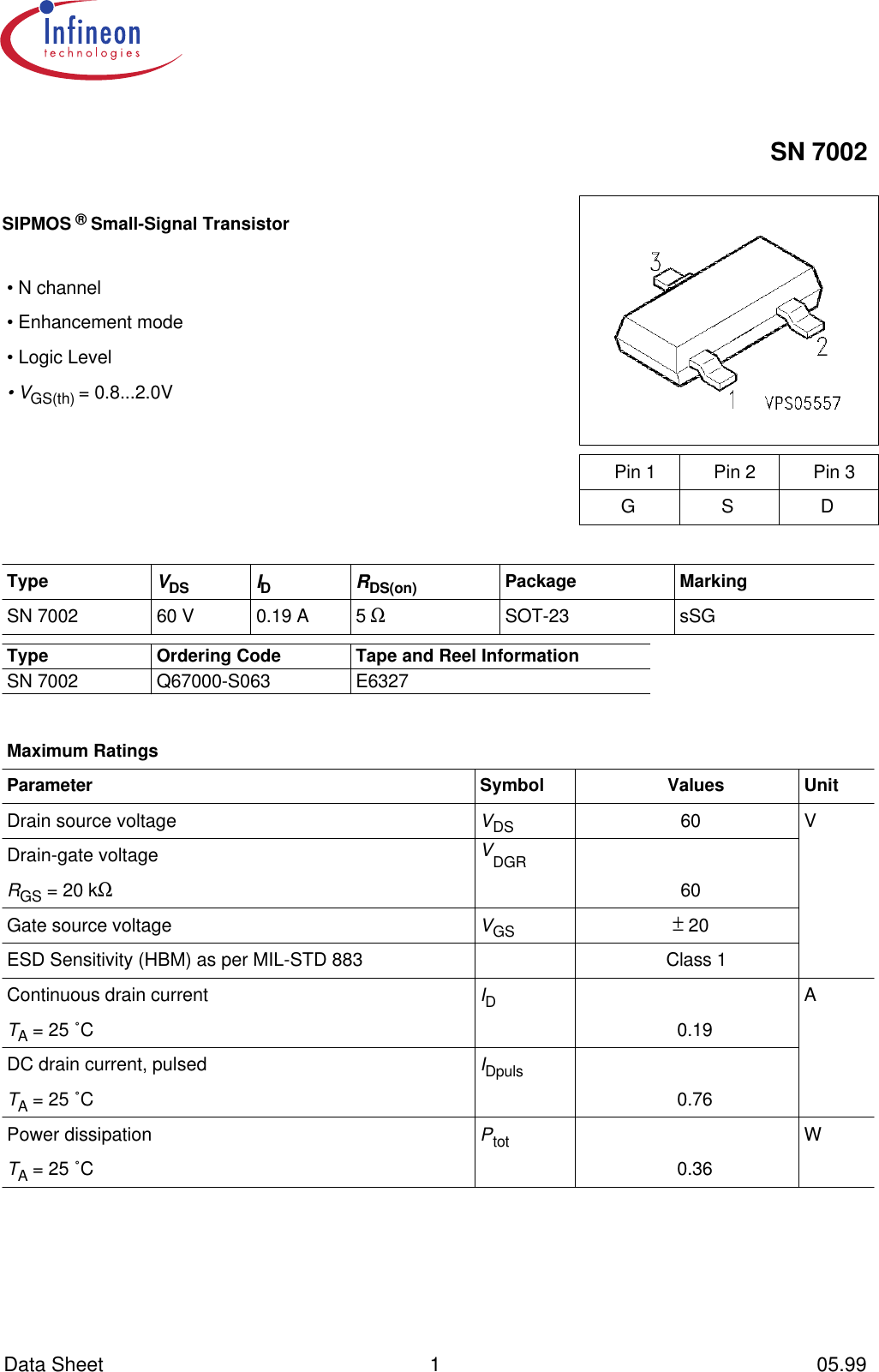 Page 1 of 7 - Sn7002 Infineon