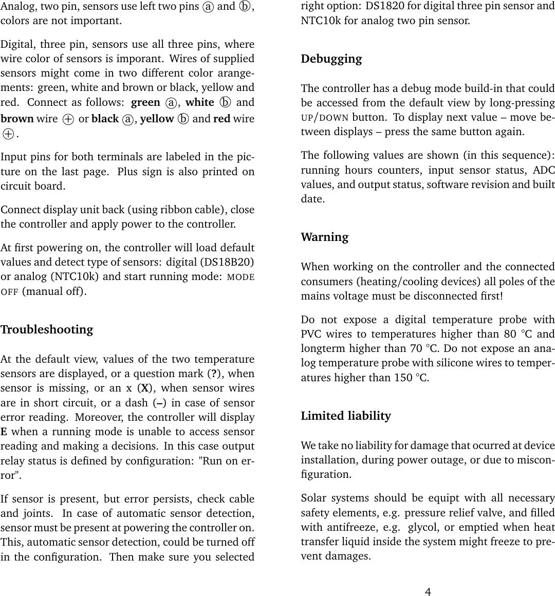 Page 4 of 5 - Solar Differential Temperature Controller DDT2 Solar-differential-thermostat-controller-manual-en