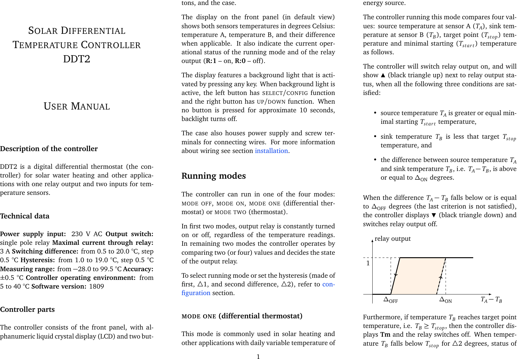 Page 1 of 5 - Solar Differential Temperature Controller DDT2 Solar-differential-thermostat-controller-manual-en