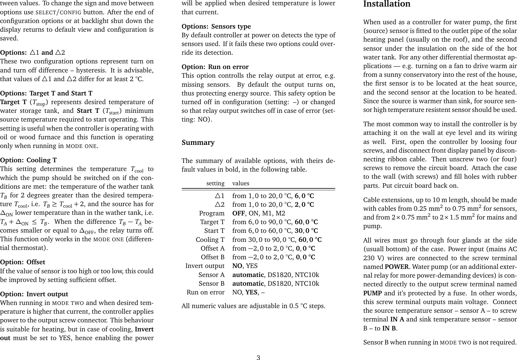 Page 3 of 5 - Solar Differential Temperature Controller DDT2 Solar-differential-thermostat-controller-manual-en