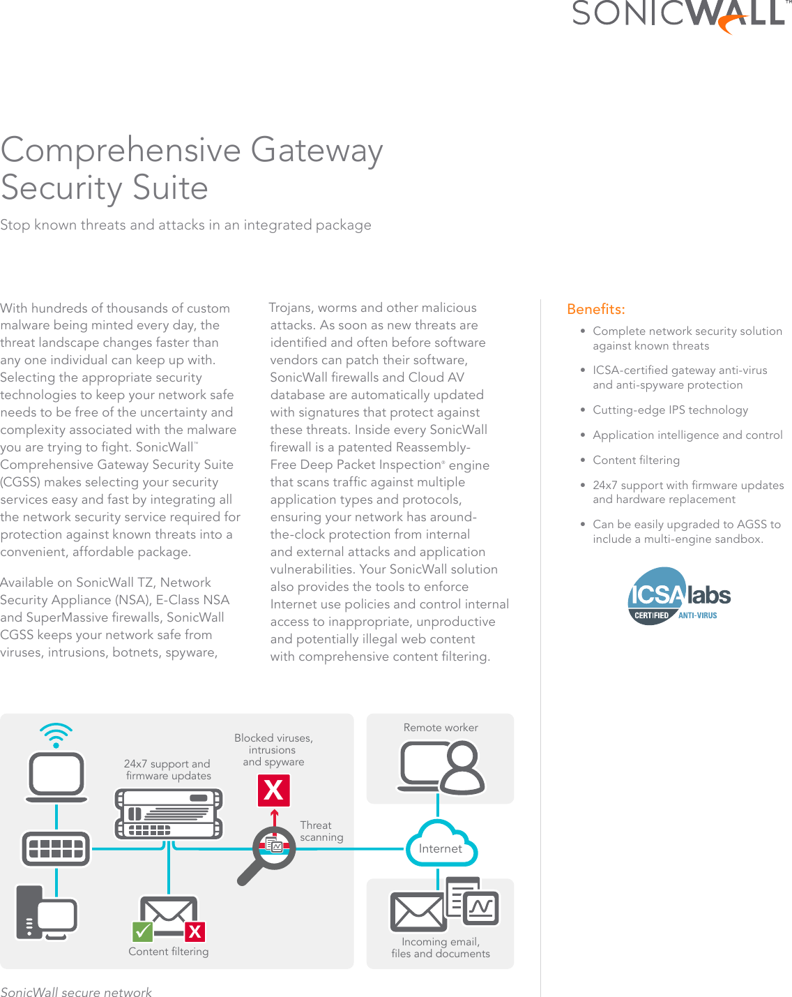 Page 1 of 3 - Sonicwall-comprehensive-gateway-security-suite-datasheet-68222