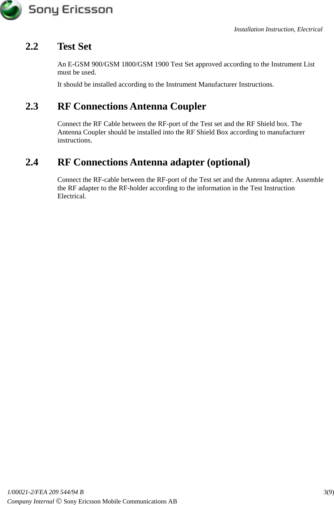 Page 3 of 10 - Sony Ericsson K750i, K750c - Installation Instruction, Electrical. Www.s-manuals.com. K750 Electrical