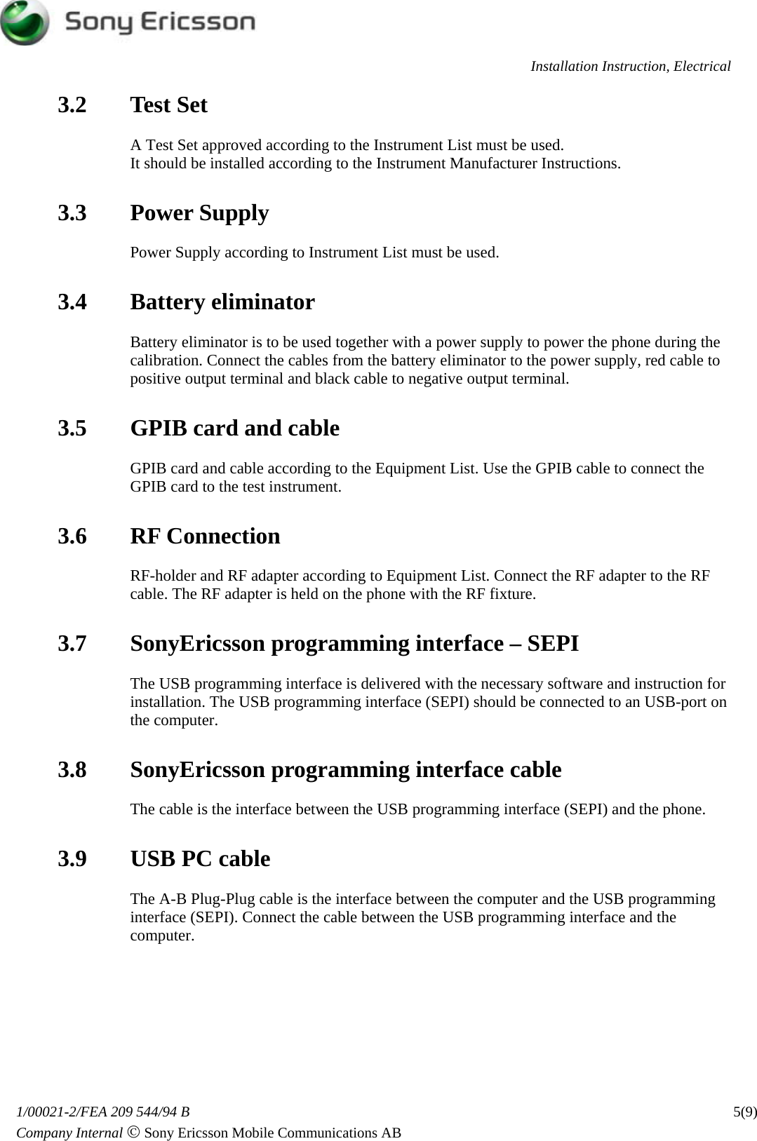 Page 5 of 10 - Sony Ericsson K750i, K750c - Installation Instruction, Electrical. Www.s-manuals.com. K750 Electrical