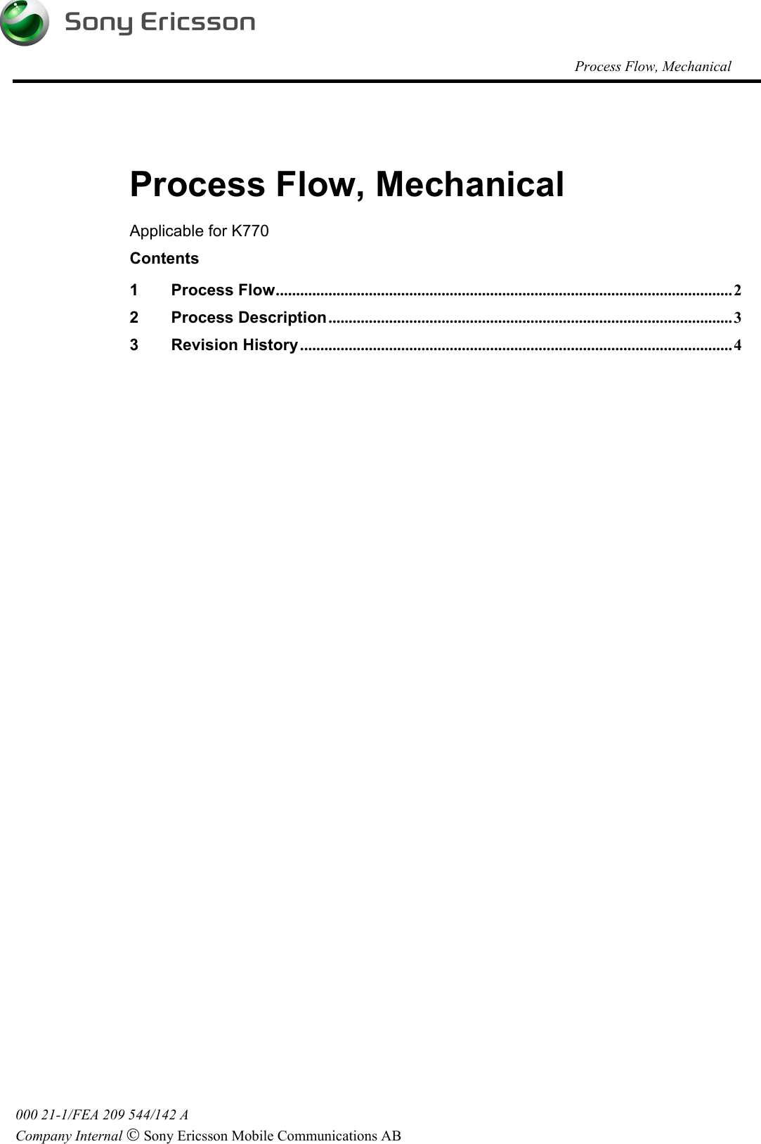 Sony Ericsson K770 Process Flow, Mechanical. Www.s manuals.com. Mechanical