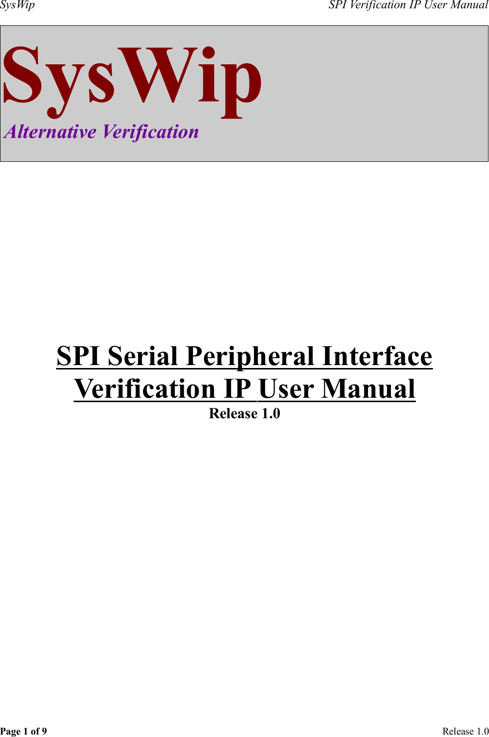 Page 1 of 9 - Spi_vip_user_manual Spi Vip User Manual