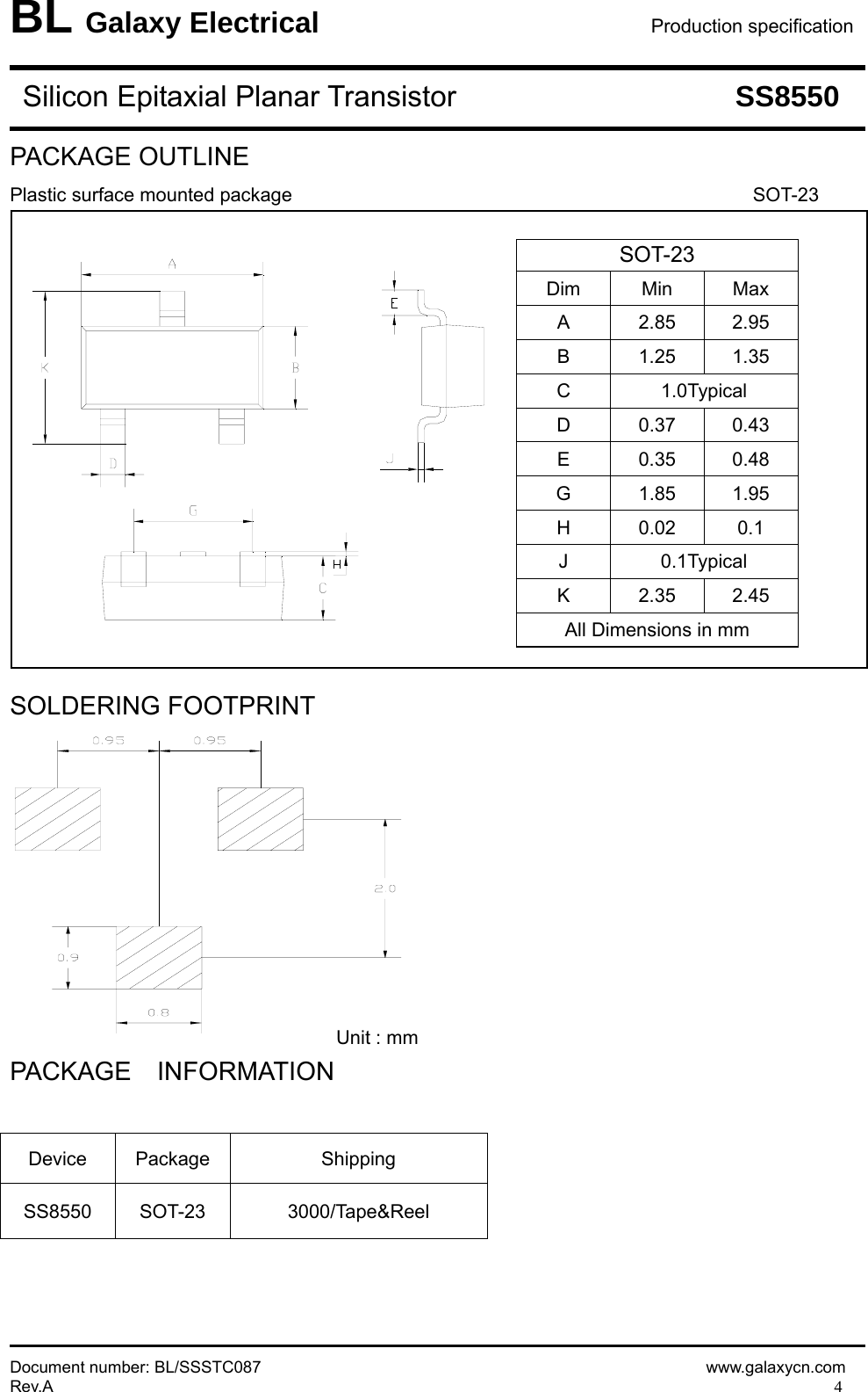 Page 4 of 5 - SS8550 - Datasheet. Www.s-manuals.com. Galaxy