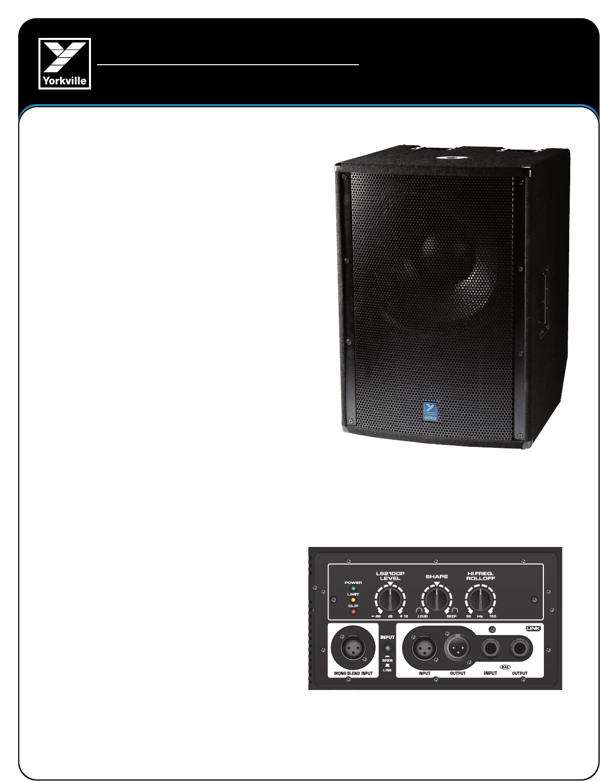 Yorkville LS2100P Spec Sheet Ss