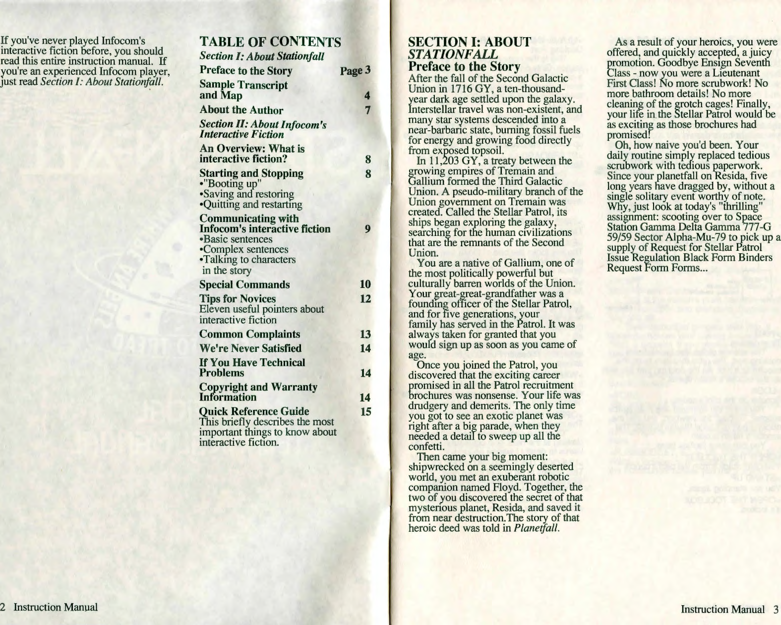 Page 2 of 9 - Stationfall Manual