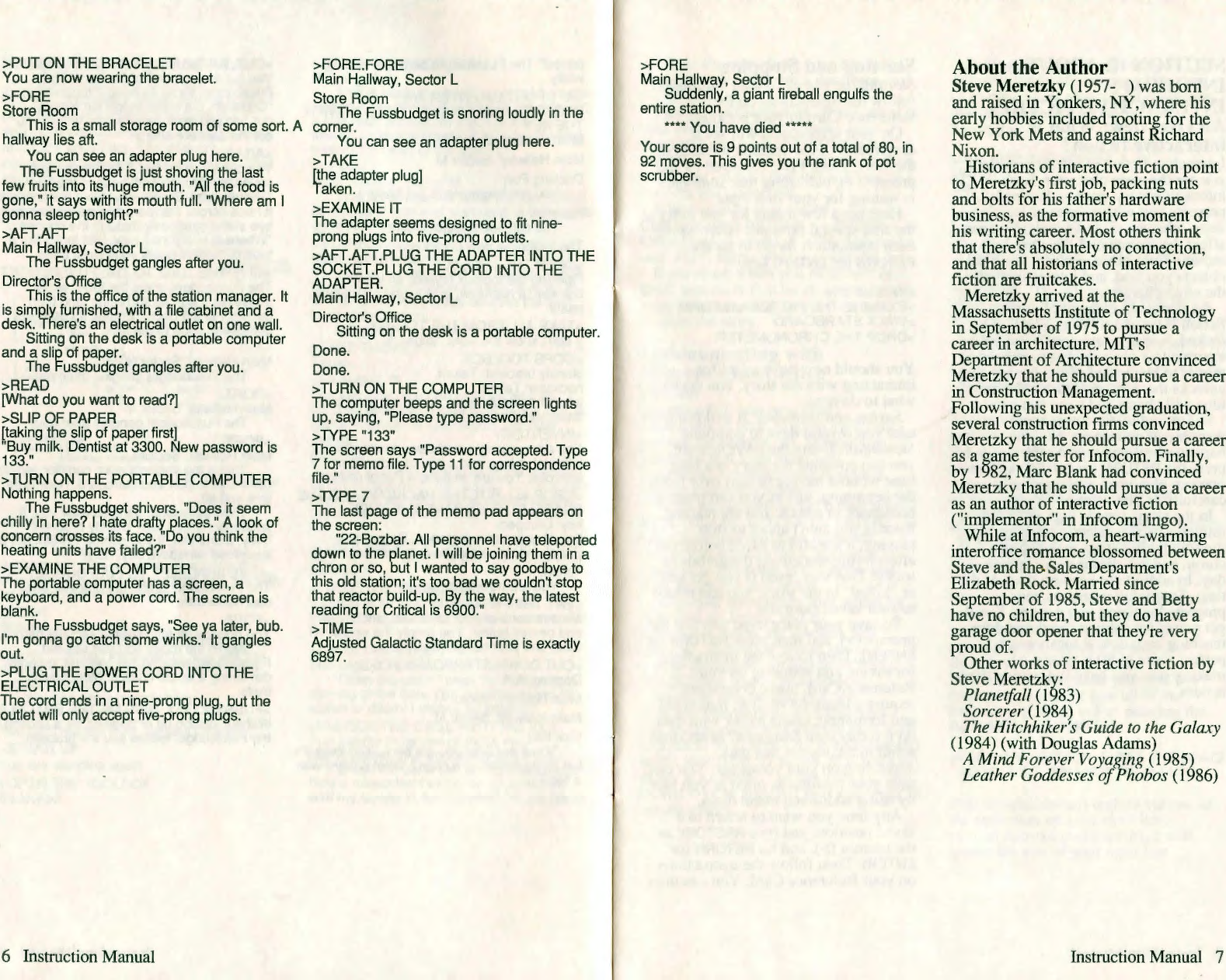 Page 4 of 9 - Stationfall Manual