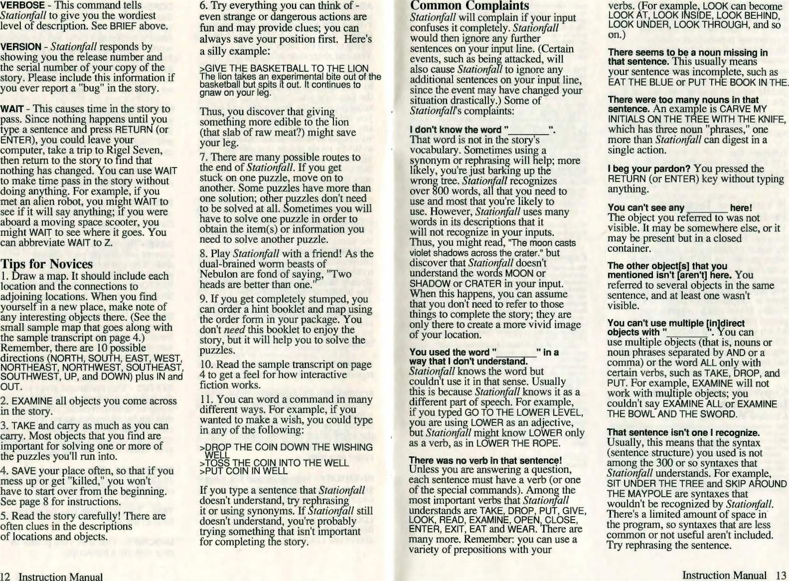 Page 7 of 9 - Stationfall Manual