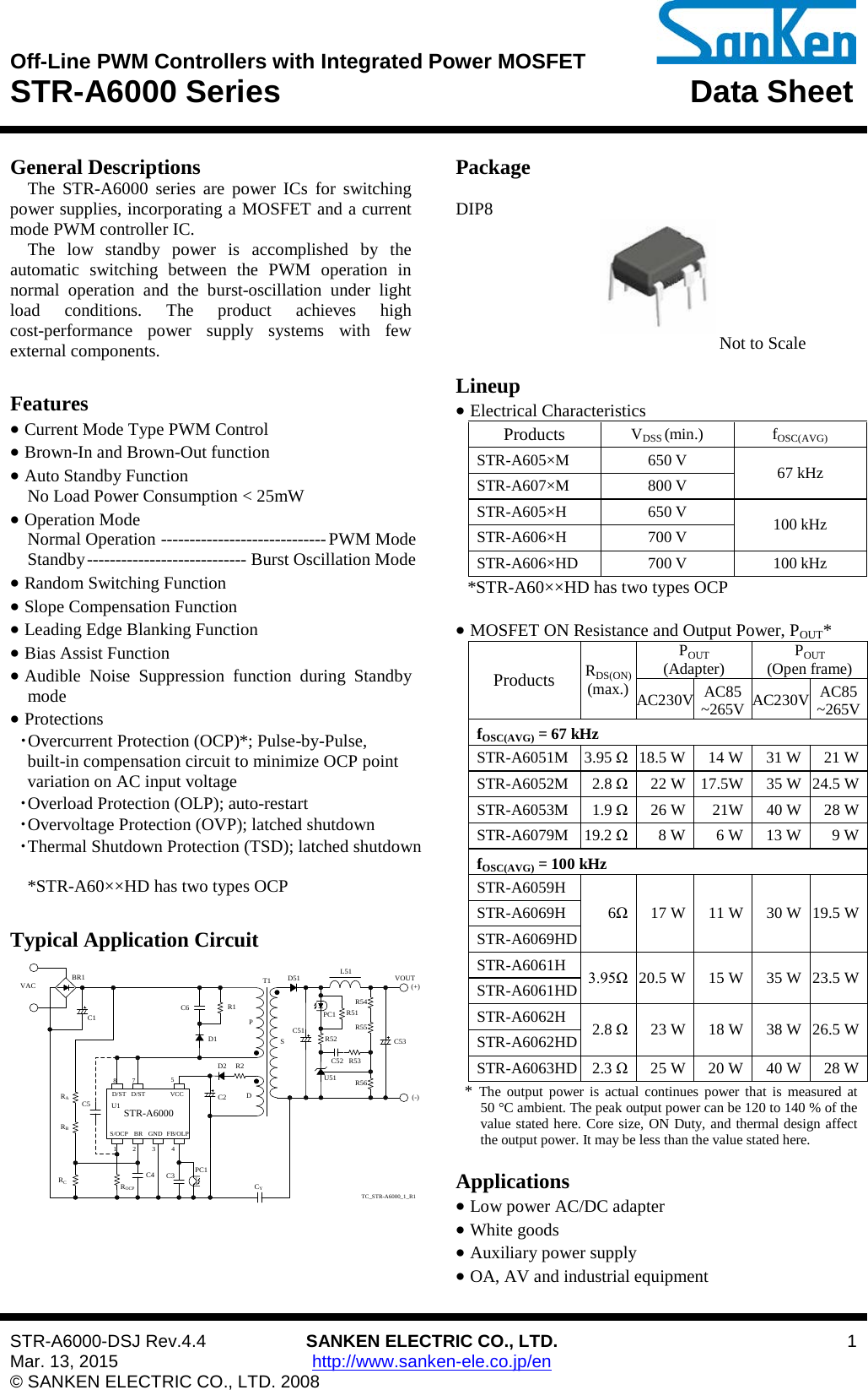 STR A6000 Series Datasheet. Www.s manuals.com. R4.4 Sanken