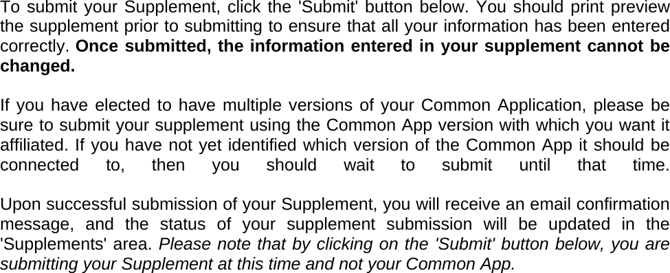 Page 1 of 1 - Supplement Submission Instructions For Common App