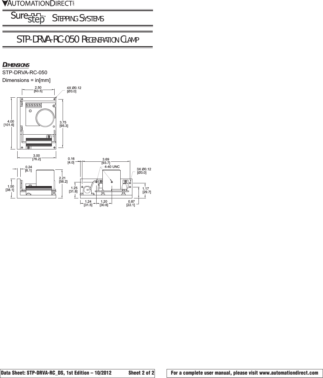 Page 2 of 2 - STP-DRVA-RC-050 Regeneration Clamp Data Sheet Surestepclamp Datasheet