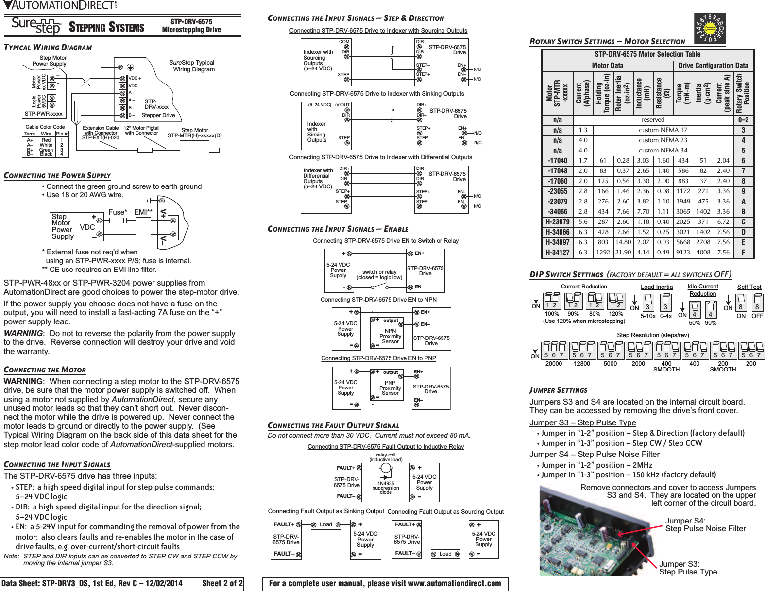 Page 2 of 2 - STP-DRV3_DS STP-DRV-6575 Microstepping Drive Data Sheet Surestepdrive3 Datasheet