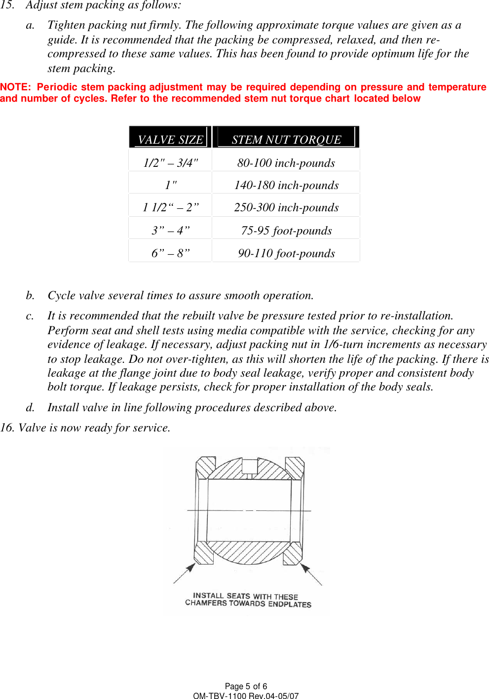 Page 5 of 6 - TBV Series 1100 Three-Piece Ball Valve IOM Tbv-series-1100-three-piece-ball-valve-iom
