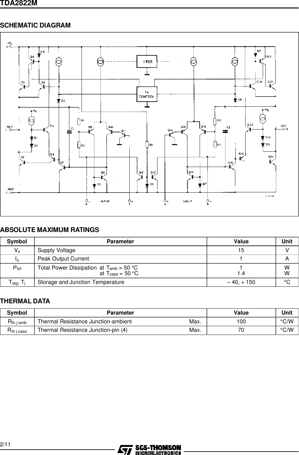Page 2 of 12 - TDA2822M - Datasheet. Www.s-manuals.com. St