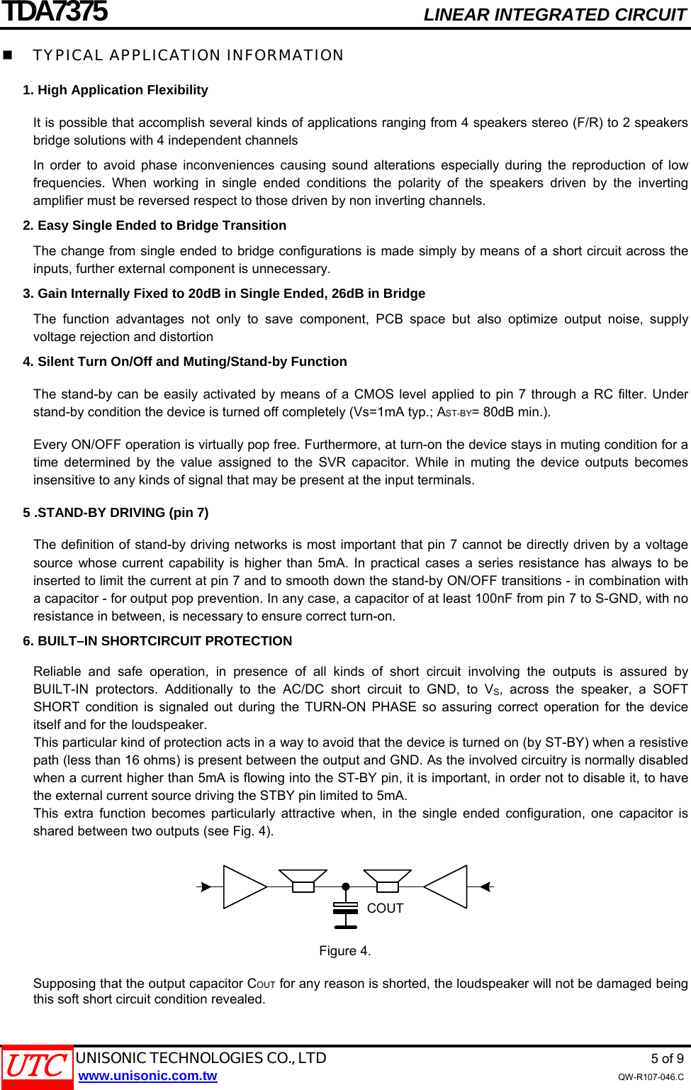 Page 5 of 10 - TDA7375 - Datasheet. Www.s-manuals.com. Utc